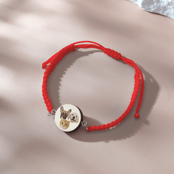 Personalised Pet Portrait Adjustable Braided Bracelet - Unique Gift for Pet Lovers