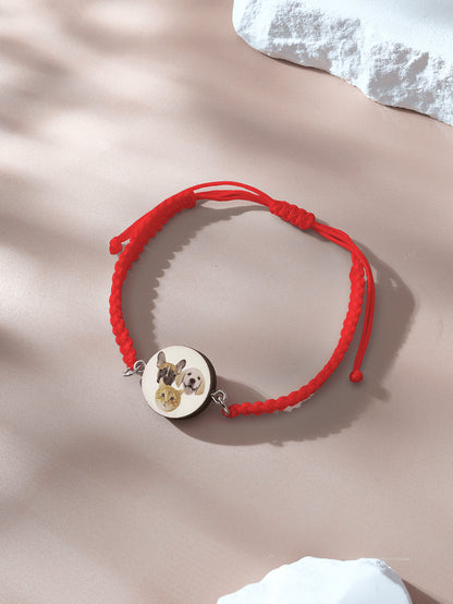 Personalised Pet Portrait Adjustable Braided Bracelet Birthday Gift