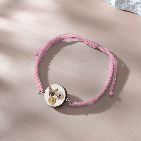 Personalised Pet Portrait Adjustable Braided Bracelet - Unique Gift for Pet Lovers