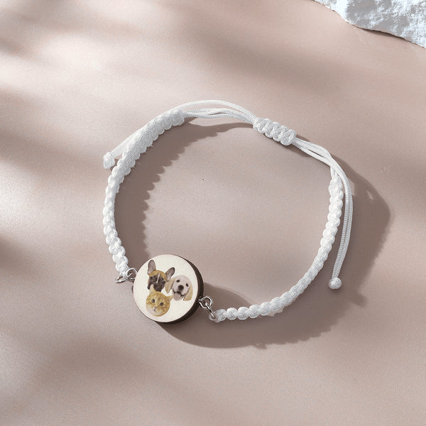 Personalised Pet Portrait Adjustable Braided Bracelet - Unique Gift for Pet Lovers