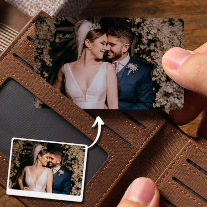 Personalised Stainless Steel Wallet Photo Insert Card - Custom Engraved Keepsake