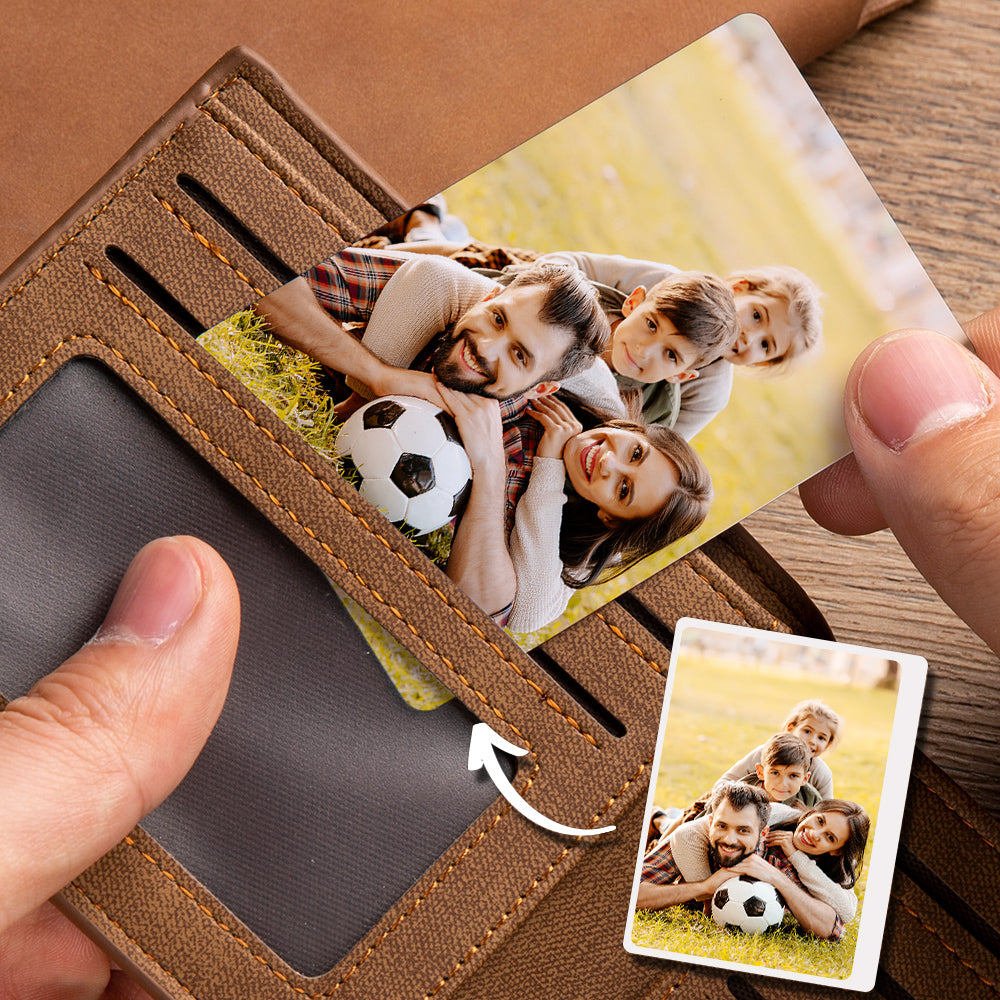 Personalised Stainless Steel Wallet Photo Insert Card - Custom Engraved Keepsake