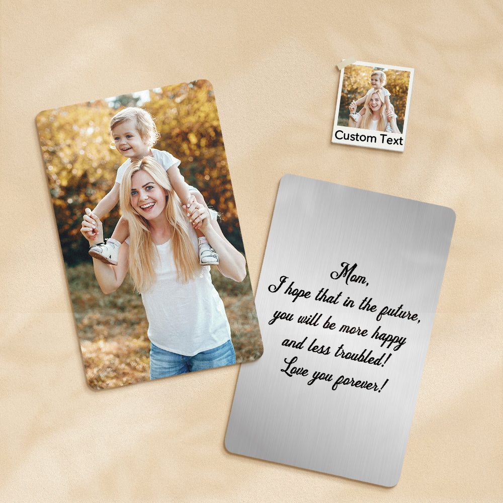 Personalised Stainless Steel Wallet Photo Insert Card - Custom Engraved Keepsake