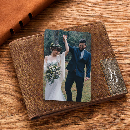 Personalised Stainless Steel Wallet Photo Insert Card - Custom Engraved Keepsake
