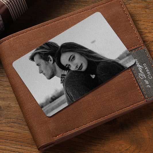 Collection of personalised engraved wallet cards highlighting precision engraving and font options – perfect anniversary, Mother’s Day or memorial gift