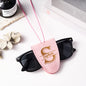 Side profile of personalised leather glasses lanyard showing compact design and neat stitching