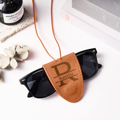 Boxed personalised leather magnetic glasses clip lanyard ready to gift with ribbon – ideal birthday present