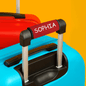 Variety of colourful personalised neoprene luggage handle wraps displayed, perfect personalised gifts for frequent flyers
