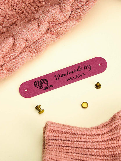 Stylish personalised PVC tags used as branded labels for small craft businesses