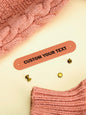 Selection of personalised PVC labels showing different font and motif customisation options