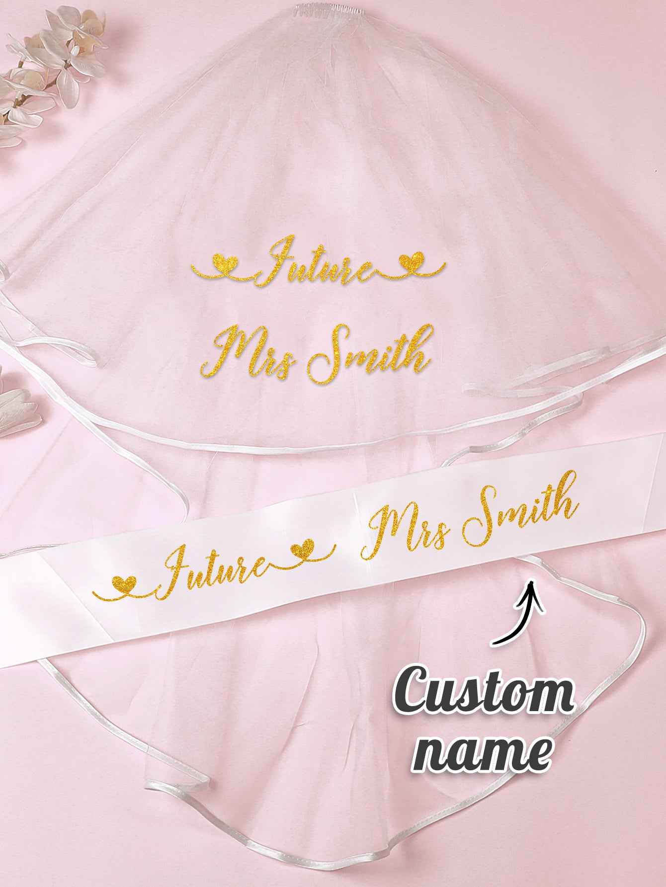 Personalized Bride Veil Sash Set Bride to be Veil Hen Party Accessories