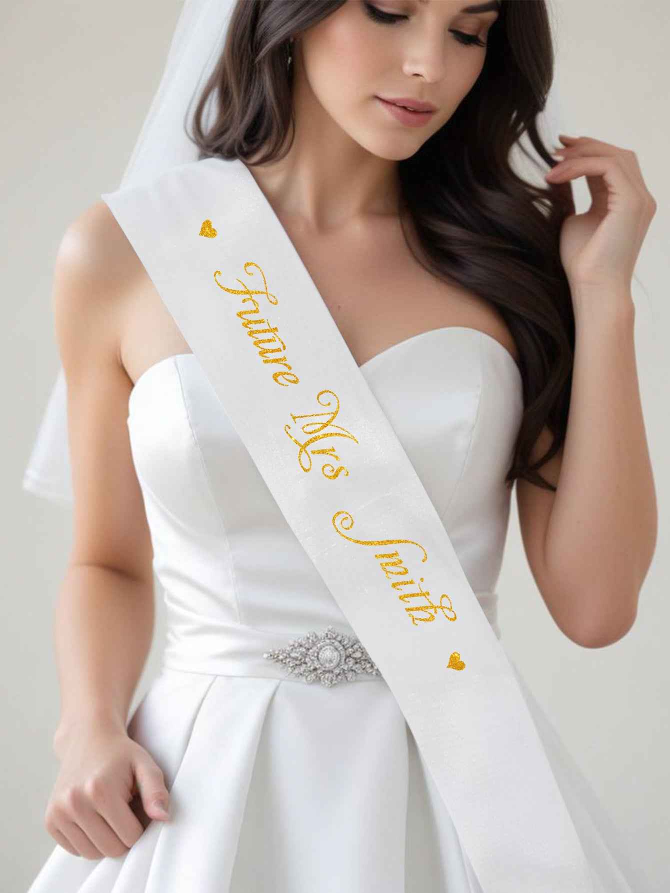 Personalized Bride Veil Sash Set Bride to be Veil Hen Party Accessories