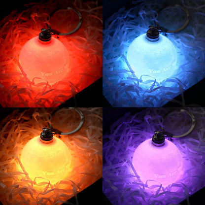 Personalised 3D Printed Photo Moon Lamp Keychain – Custom LED Keyring