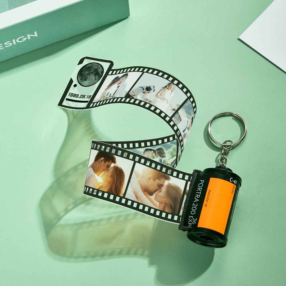 Custom Film Roll Keychain the Moon on the Day You were Born Photo Gifts