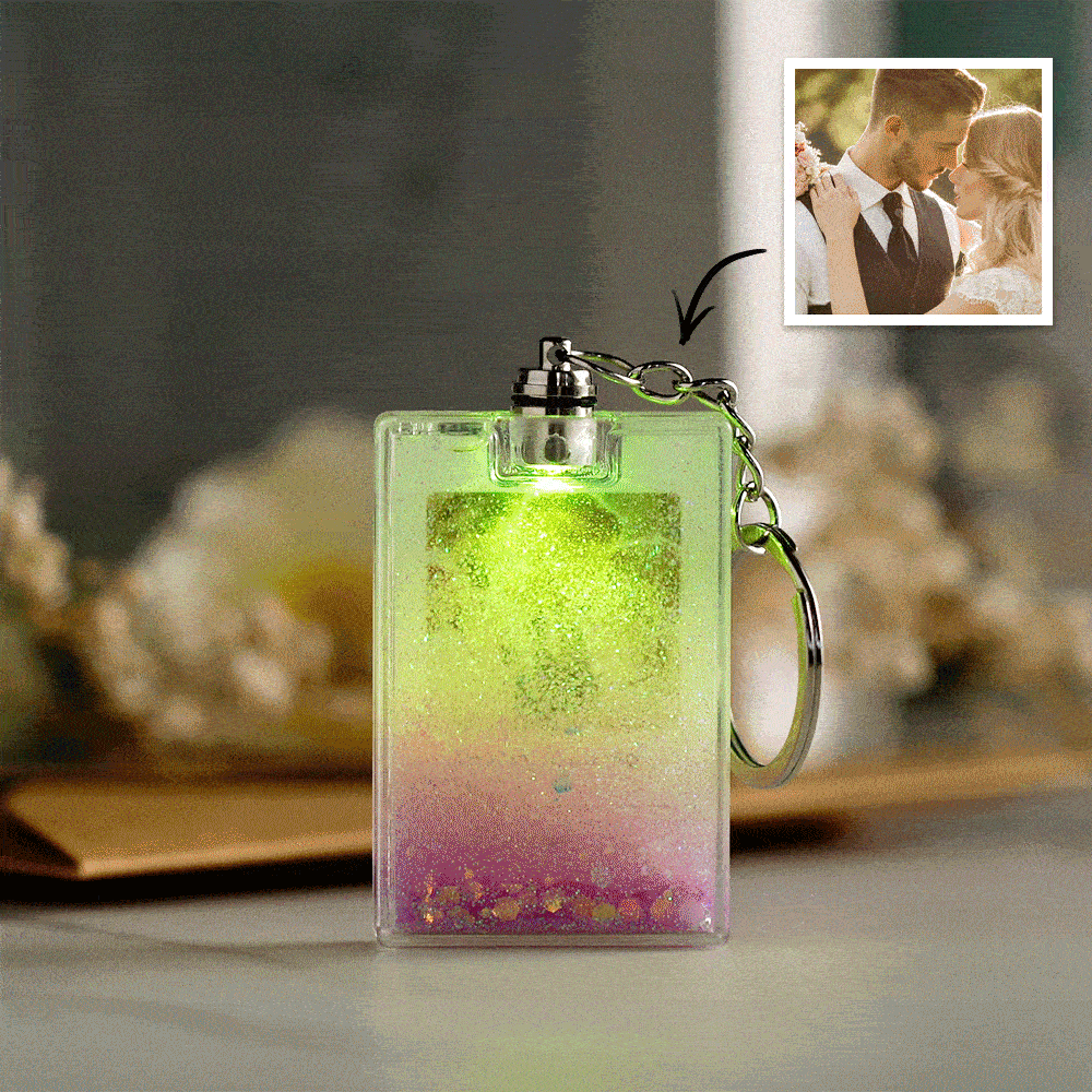 Custom Photo & Music Illuminated Quicksand Keychain - Personalised Gift