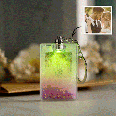 Custom Photo & Music Illuminated Quicksand Keychain - Personalised Gift