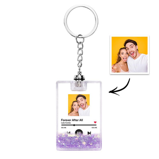 Personalised Photo Scannable Music Code Illuminated Quicksand Keychain