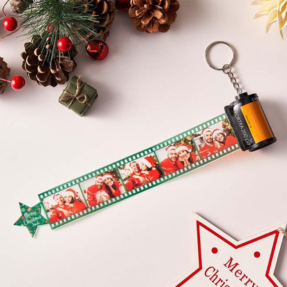 Lifestyle shot of a personalised photo keyring attached to a purse — thoughtful custom gift for her or him