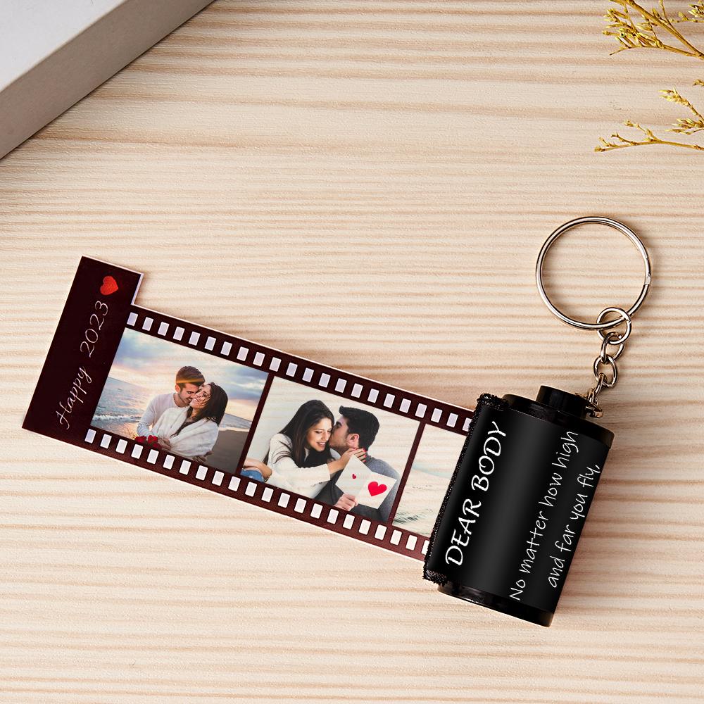 Personalised Photo Film Keychain | Custom Text Couple's Gift