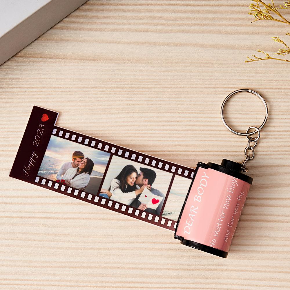 Personalised Photo Film Keychain | Custom Text Couple's Gift