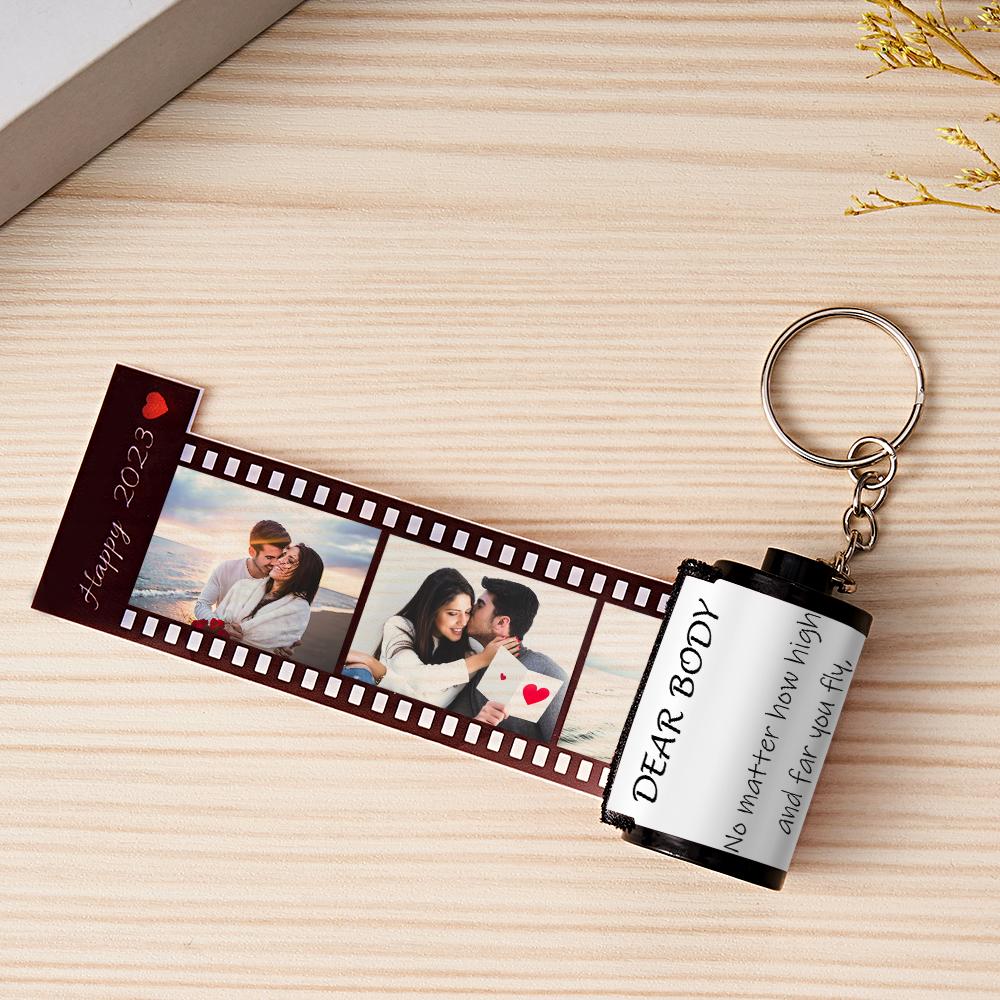 Personalised Photo Film Keychain | Custom Text Couple's Gift