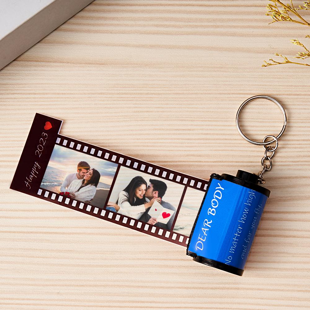 Personalised Photo Film Keychain | Custom Text Couple's Gift