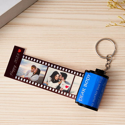 Personalised Photo Film Keychain | Custom Text Couple's Gift