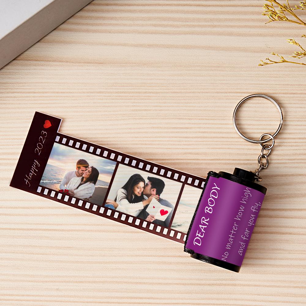 Personalised Photo Film Keychain | Custom Text Couple's Gift