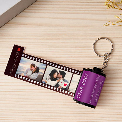 Personalised Photo Film Keychain | Custom Text Couple's Gift