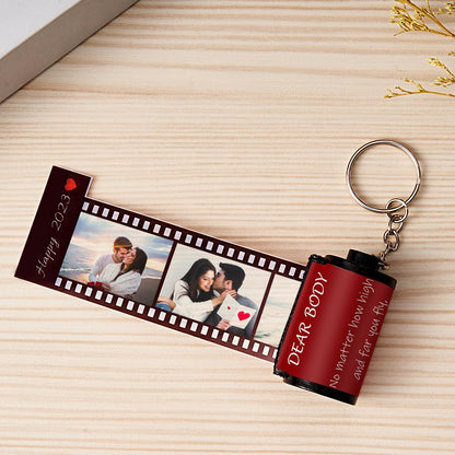 Personalised Photo Film Keychain | Custom Text Couple's Gift