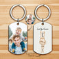 Size comparison of compact 2.5 x 4.5cm personalised keychain in hand – pocket-friendly stainless steel personalised bump keychain