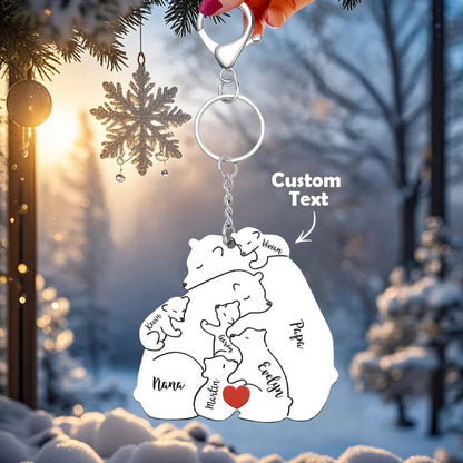 Polished finish personalised Papa & Mama bear keyring on split ring – gift idea
