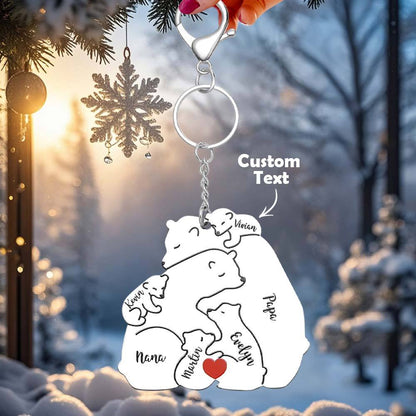 Stainless steel keyring detail – brushed finish personalised family keepsake