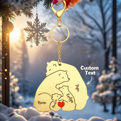 Set of two engraved Papa & Mama bear keyrings presented as a keepsake gift