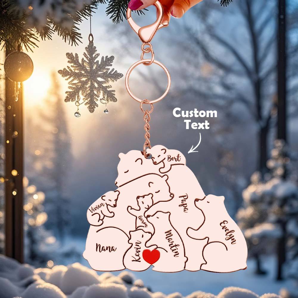 Back of keyring showing optional short quote engraving on Papa & Mama bear keepsake