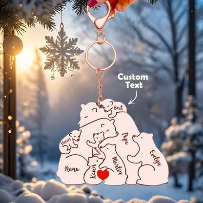 Back of keyring showing optional short quote engraving on Papa & Mama bear keepsake