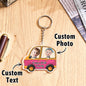 Display of personalised keyrings showing multiple kids-silhouette options (2–5) — family-focused personalised gifts for Dad