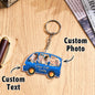 Front and back view of personalised acrylic keychain with custom text option — practical and sentimental personalised keyring for Dad