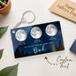 Reverse and edge detail of the Custom Moon Phase Acrylic Keychain showing clear durable acrylic and neat finish, ideal Father's Day gift