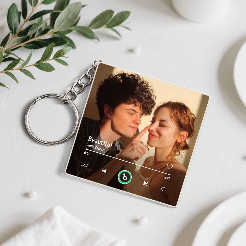 Personalized Photo Music Keychain Music Box Bag Charm That Plays Music Without Cell Phone Anniversary Gifts