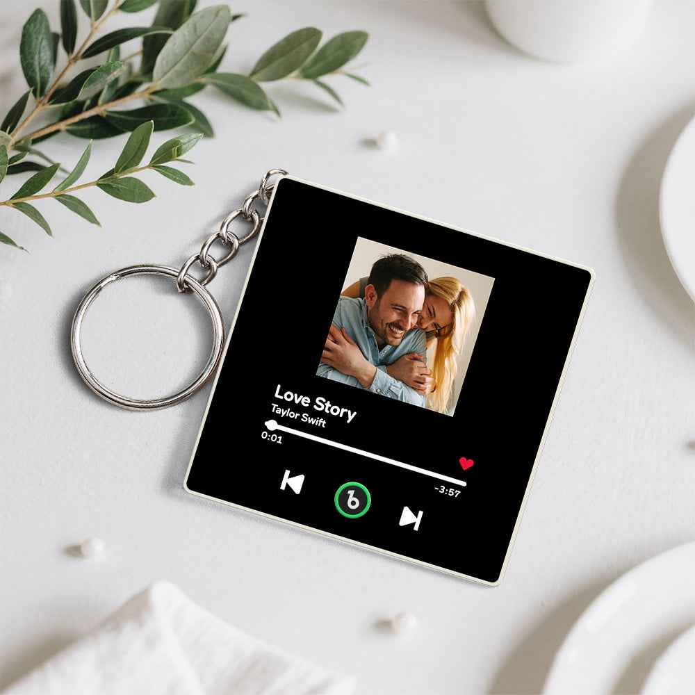 Personalized Photo Music Keychain Music Box Bag Charm That Plays Music Without Cell Phone Anniversary Gifts