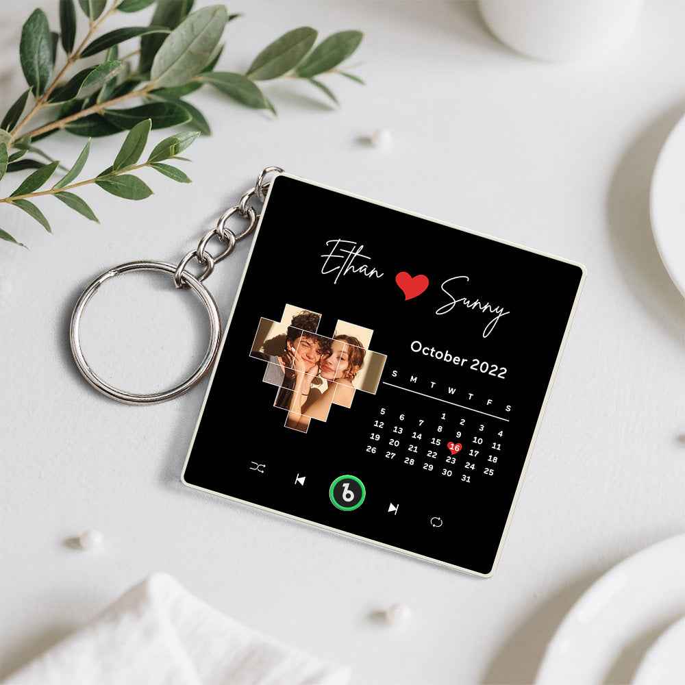 Personalized Photo Music Keychain Music Box Bag Charm That Plays Music Without Cell Phone Anniversary Gifts