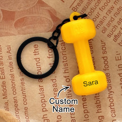 Personalised Dumbbell Keychain - Custom Name Gym Equipment Keyring