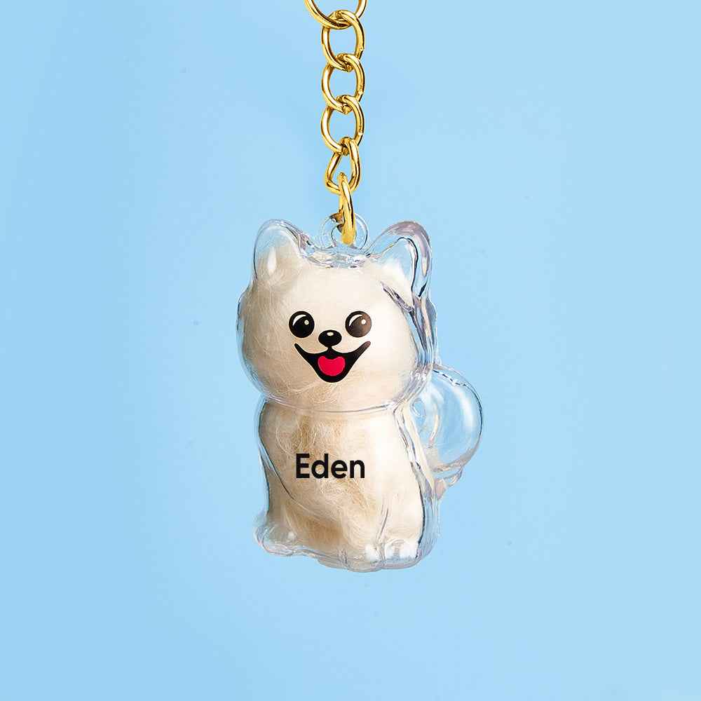 Custom Name Dog Hair Collector Keychain Bag Charm Memorial Storage Box with Text Perfect for Storing Pet Hair Gift for Dog Lovers