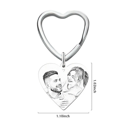 Personalised Photo Calendar Keychain - Heart Engraved Memorial Gift for Wedding & Anniversary