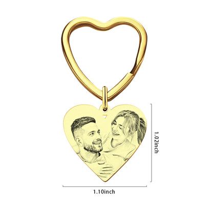 Personalised Photo Calendar Keychain - Heart Engraved Memorial Gift for Wedding & Anniversary