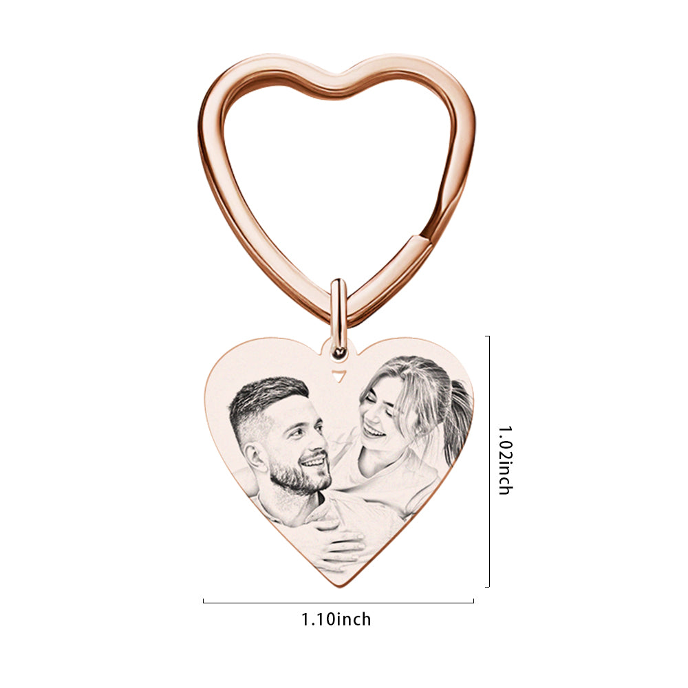 Personalised Photo Calendar Keychain - Heart Engraved Memorial Gift for Wedding & Anniversary