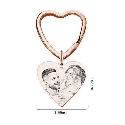 Personalised Photo Calendar Keychain - Heart Engraved Memorial Gift for Wedding & Anniversary