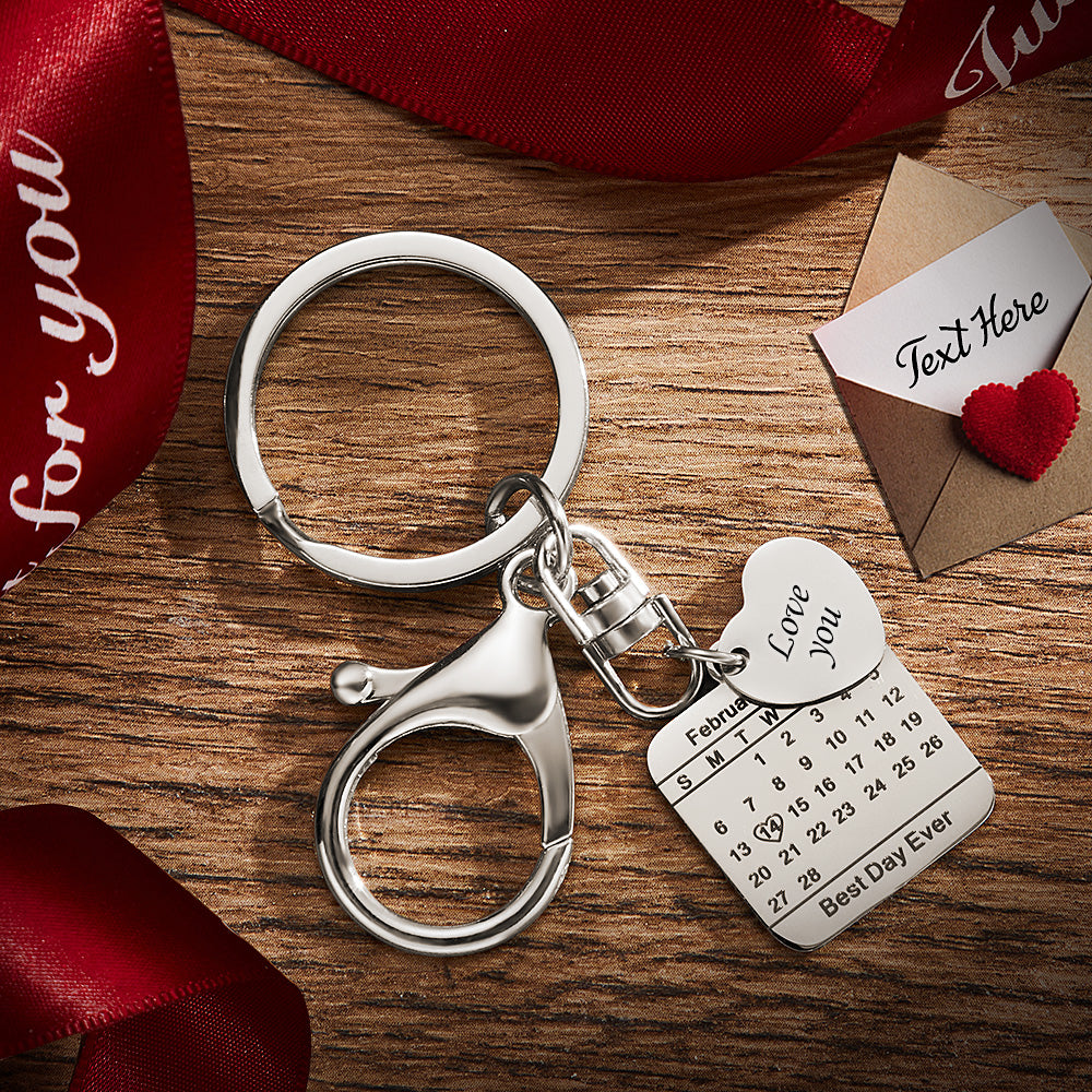 Personalised Engraved Calendar Keychain | Save The Date Wedding Gift