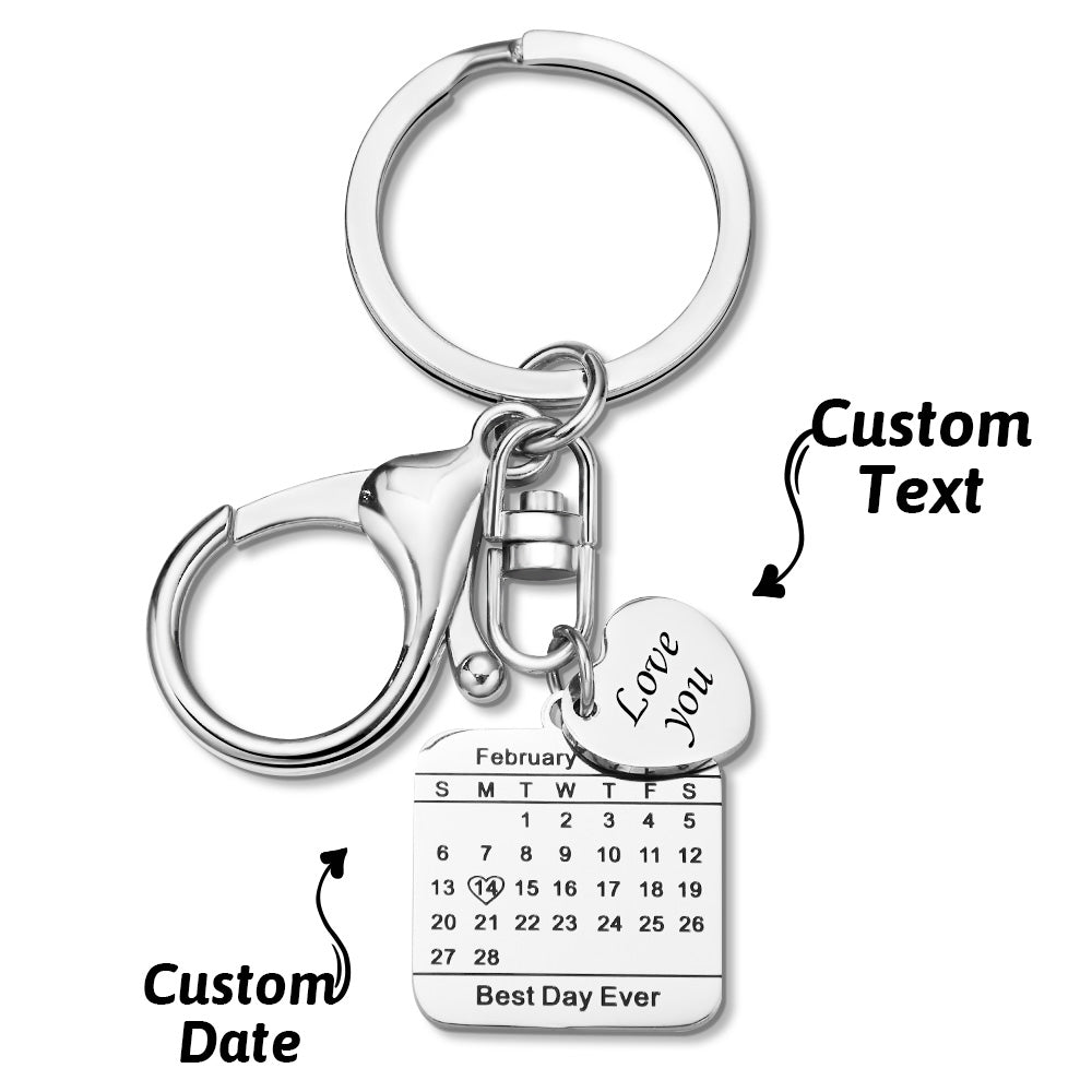 Personalised Engraved Calendar Keychain | Save The Date Wedding Gift